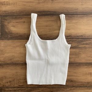 LA Hearts White Ribbed Tank Top